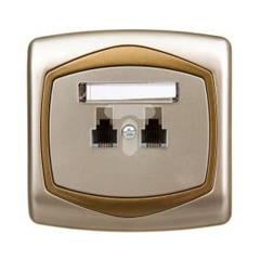 TON Gniazdo telefoniczne podwójne niezależne satyna + złoto GPT-2CN/16/20