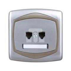 TON Gniazdo telefoniczne podwójne niezależne srebro + satyna GPT-2CN/18/16