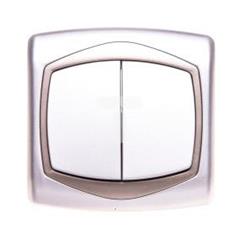 TON Łącznik schodowy + jednobiegunowy srebro + satyna ŁP-9C/18/16