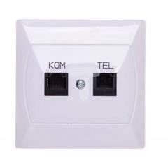 AKCENT Gniazdo teleinformatyczne RJ45 kat. 5e/ RJ11 6-stykowe białe GPKT-A/K/00