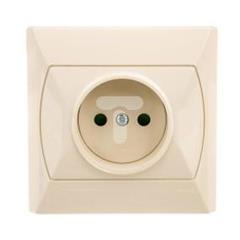 AKCENT Gniazdo pojedyncze b/u 16A 250V IP20 z przesłonami torów beżowe GP-1AP/01