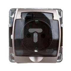 GAZELA Gniazdo hermetyczne pojedyncze z/u SCHUKO 16A IP44 z klapką dymna srebro/ tytan GPH-1JS/m/18/23/d