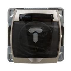 GAZELA Gniazdo hermetyczne pojedyncze z/u SCHUKO 16A IP44 z przesłonami torów klapką dymną satynowe GPH-1JSP/m/16/16/d