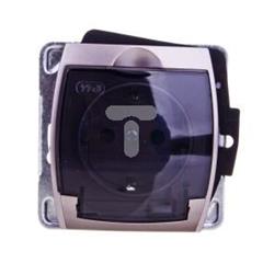 GAZELA Gniazdo hermetyczne pojedyncze z/u SCHUKO 16A IP44 z przesłonami torów klapką dymną srebro/ tytan GPH-1JSP/m/18/23/d