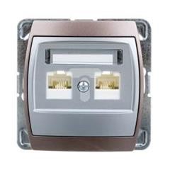 GAZELA Gniazdo komputerowe podwójne kat. 5e FOREX srebro/ tytan GPK-2J/F/m/18/23