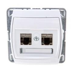 GAZELA Gniazdo komputerowe podwójne 2xRJ45 kat. 6 ekranowane MMC białe GPK-2J/K6E/m/00