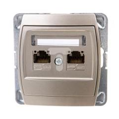 GAZELA Gniazdo komputerowe podwójne kat. 6e MMC satynowe GPK-2J/K6E/m/16/16
