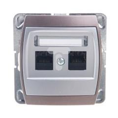 GAZELA Gniazdo komputerowe podwójne kat. 6 MMC srebro/ tytan GPK-2J/K6/m/18/23