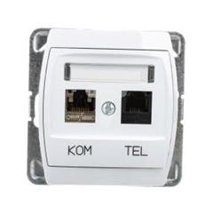 GAZELA Gniazdo teleinformatyczne RJ45 kat.6 ekranowane + RJ11 białe GPKT-J/K6E/m/00