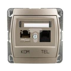 GAZELA Gniazdo teleinformatyczne podwójne kat. 6e MMC satynowe GPKT-J/K6E/m/16/16