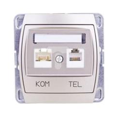 GAZELA Gniazdo teleinformatyczne RJ45 kat. 5e /8-stykowe/ RJ11 /4-stykowe/ satynowe GPKT-J/F/m/16/16