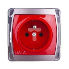 GAZELA Gniazdo pojedyncze z/u DATA 16A IP20 srebro/ tytan GP-1JZD/m/18/23