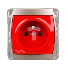 GAZELA Gniazdo pojedyncze z/u DATA 16A IP20 z przesłonami torów srebro/ tytan GP-1JZDP/m/18/23