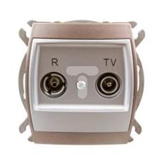 GAZELA Gniazdo antenowe podwójne RTV przelotowe ZAP srebro/ tytan GPA-14JP/m/18/23