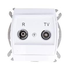 GAZELA Gniazdo antenowe podwójne RTV przelotowe ZAP białe GPA-16JP/m/00