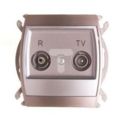 GAZELA Gniazdo antenowe podwójne RTV zakończeniowe ZAP srebro/ tytan GPA-10JPZ/m/18/23