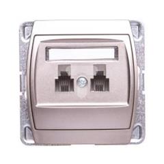 GAZELA Gniazdo telefoniczne podwójne RJ11 niezależne satynowe GPT-2JN/m/16/16