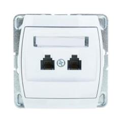 GAZELA Gniazdo telefoniczne podwójne RJ11 równoległe białe GPT-2JR/m/00