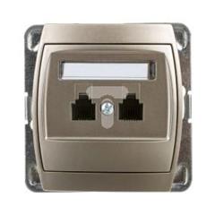 GAZELA Gniazdo telefoniczne podwójne RJ11 równoległe satynowe GPT-2JR/m/16/16