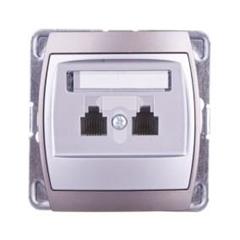 GAZELA Gniazdo telefoniczne podwójne RJ11 równoległe srebro/ tytan GPT-2JR/m/18/23