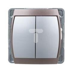 GAZELA Łącznik schodowy + jednobiegunowy 16AX IP20 srebro/ tytan ŁP-9J/m/18/23