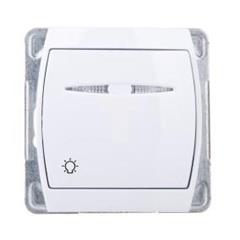 GAZELA Przycisk światło 1Z 10AX IP20 z podświetleniem LED pomarańczowym biały ŁP-5JS/m/00