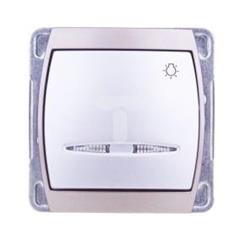 GAZELA Przycisk światło 1Z 10AX IP20 z podświetleniem LED pomarańczowym srebro/ tytan ŁP-5JS/m/18/23