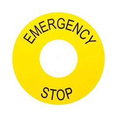 Tabliczka opisowa żółta okrągła fi60mm EMERGENCY STOP ZB2BY9330