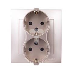 Simon 54 Gniazdo podwójne SCHUKO z/u 16A IP20 z przesłoną torów złoty mat DGSz2Z/44 WMDW-12211N-044