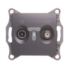 SEDNA Gniazdo antenowe TV/SAT przelotowe 8dB grafitowe SDN3401270