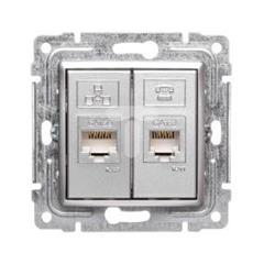 VENA Gniazdo teleinformatyczne RJ45 kat.5e nieekranowane + RJ11 aluminium 514069