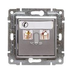 VENA Gniazdo telefoniczne podwójne RJ11z etykietą aluminium 514064