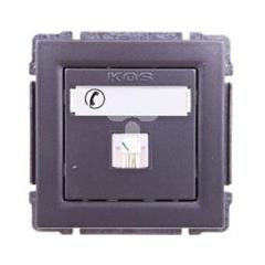KOS66 Gniazdo telefoniczne pojedyncze RJ11 z etykietą grafitowe 666063