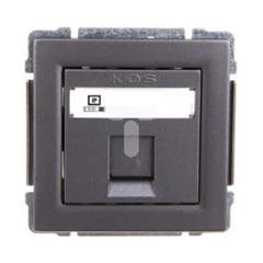 KOS66 Gniazdo komputerowe pojedyncze RJ45 MOLEX kat.5e nieekranowane z przesłoną i etykietą grafitowe 666065