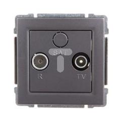 KOS66 Gniazdo antenowe RTV przelotowe grafitowe 666074