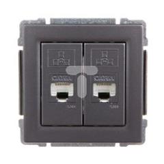 KOS66 Gniazdo komputerowe podwójne 2xRJ45 kat.6 ekranowane grafitowe 666068