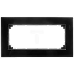 Merten System M Ramka podwójna (bez środkowej przegrody) szklana onyks czarny MTN404803