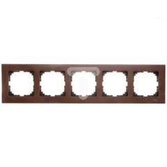 Merten System M Ramka pięciokrotna drewno orzech włoski MTN4055-3473