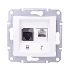 Sedna Gniazdo komputerowe podwójne RJ45+RJ11 kat. 6 UTP kremowe SDN5200123