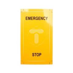 Tabliczka opisowa żółta prostokątna EMERGENCY STOP LPXAU110