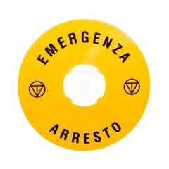 Szyld opisowy fi 90mm EMERGENZA/ARRESTO LPXAU112