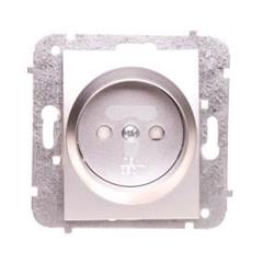 Catrin Gniazdo pojedyncze b/u 16A z przesłonami bez ramki srebrne 2140-16