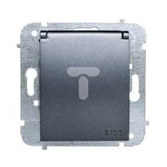 Catrin Gniazdo hermetyczne pojedyncze z/u 16A IP44 z klapką białą i przesłonami bez ramki grafitowy metalik 2136-18