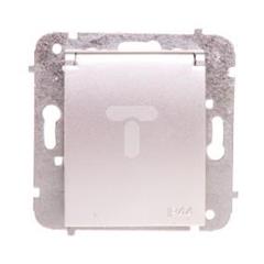 Catrin Gniazdo hermetyczne pojedyncze z/u 16A IP44 z klapką białą i przesłonami bez ramki srebrne 2136-16