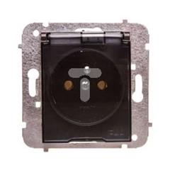 Catrin Gniazdo hermetyczne pojedyncze z/u 16A IP44 z klapką dymną i przesłonami bez ramki czekoladowy metalik 2166-14