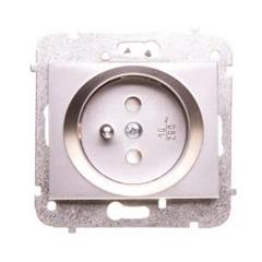 Catrin Gniazdo pojedyncze z/u 16A z przesłonami bez ramki srebrne 2134-16