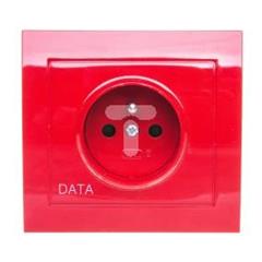 KIER Gniazdo pojedyncze z/u DATA z przesłonami czerwone GP-1WZDP/22