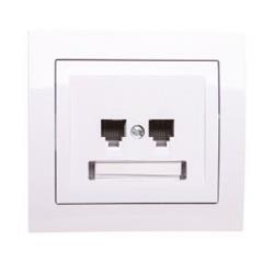 KIER Gniazdo telefoniczne podwójne RJ11 niezależne białe GPT-2WN/00 