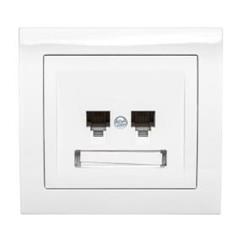 KIER Gniazdo telefoniczne podwójne RJ11 równoległe białe GPT-2WR/00 