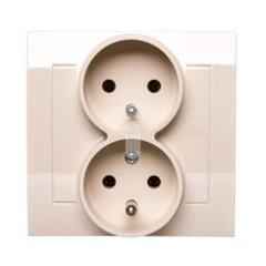KIER Gniazdo podwójne z/u z niezamiennością faz beżowe GP-2WC/01  